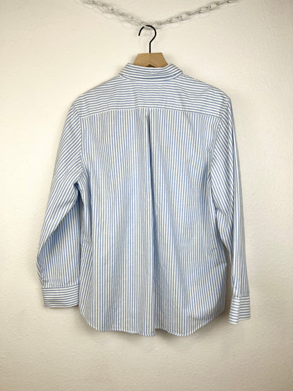 LAND'S END BLUE STRIPED BUTTON DOWN