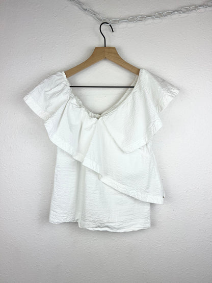 CUYANA SEERSUCKER FLOUNCE TOP