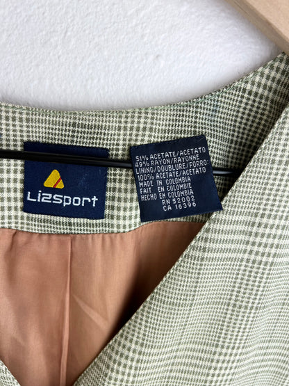 LIZSPORT PLAID LONG BUTTON DOWN VEST