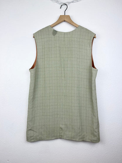 LIZSPORT PLAID LONG BUTTON DOWN VEST