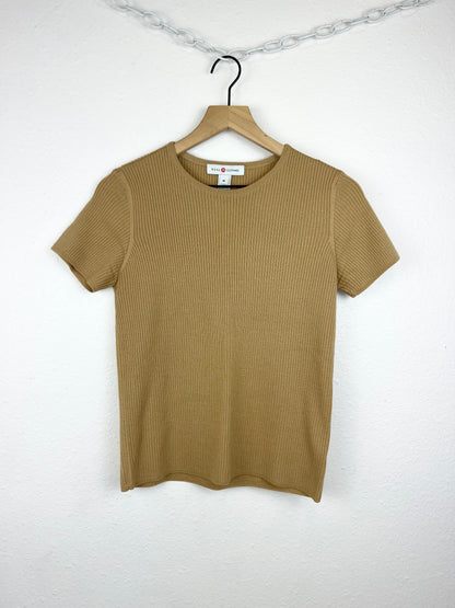 TAN RIBBED MERINO WOOL TEE