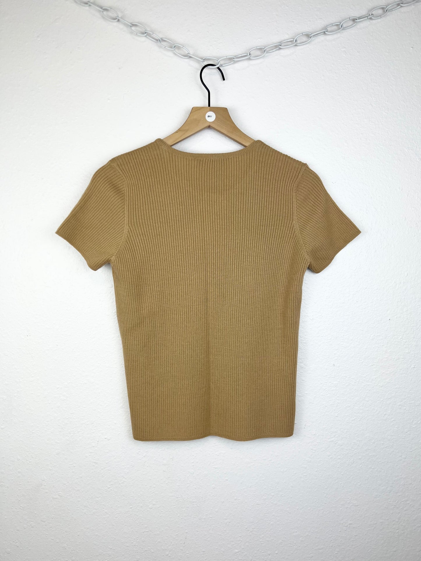 TAN RIBBED MERINO WOOL TEE