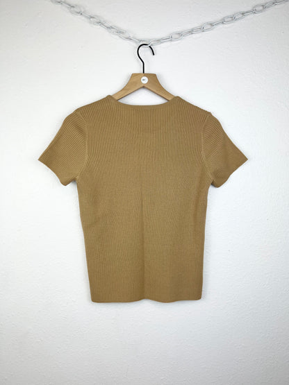 TAN RIBBED MERINO WOOL TEE