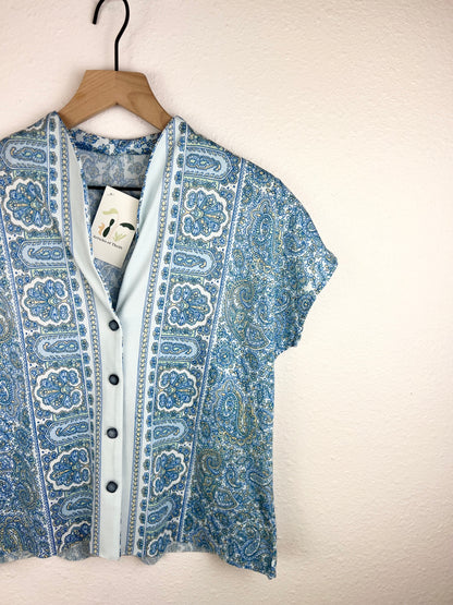VINTAGE BLUE PAISLEY TOP