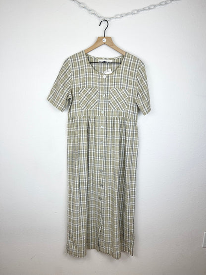 PLAID BUTTON FRONT DRESS