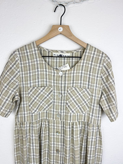 PLAID BUTTON FRONT DRESS