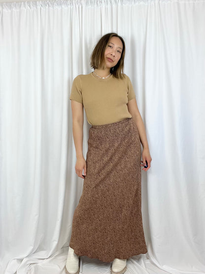 TAN RIBBED MERINO WOOL TEE