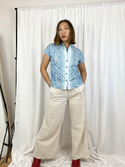 VINTAGE BLUE PAISLEY TOP