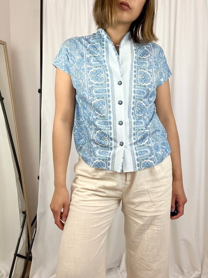 VINTAGE BLUE PAISLEY TOP