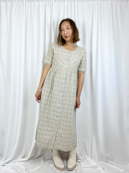 PLAID BUTTON FRONT DRESS
