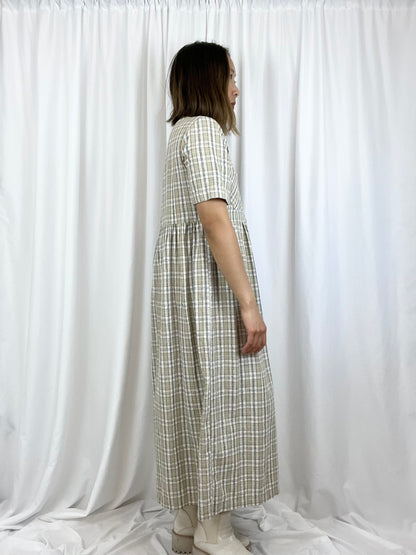 PLAID BUTTON FRONT DRESS