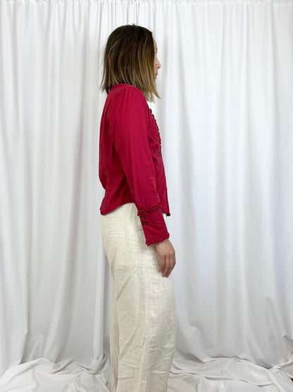 RED RUFFLE BLOUSE