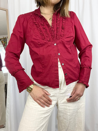 RED RUFFLE BLOUSE