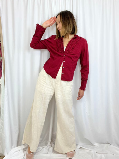 RED RUFFLE BLOUSE