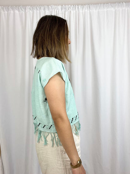 CASA TEXTIL EMBROIDERED FRINGE BLOUSE