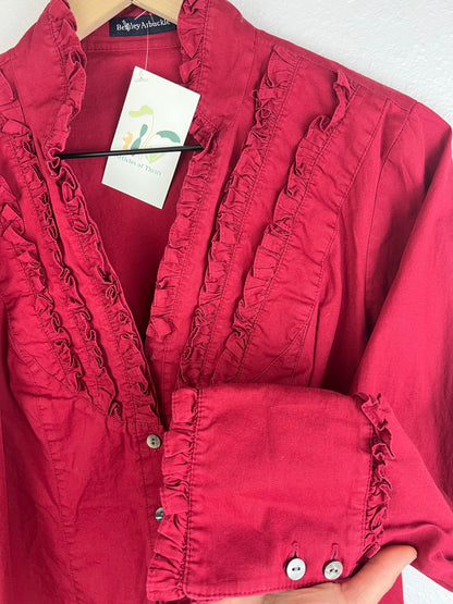 RED RUFFLE BLOUSE