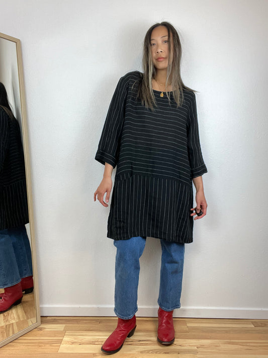 LINEN STRIPED TUNIC TOP