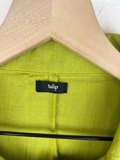 CHARTREUSE CROPPED BUTTON DOWN