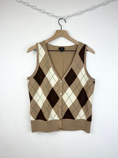 TALBOTS MERINO WOOL ARGYLE SWEATER VEST