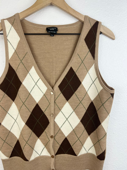 TALBOTS MERINO WOOL ARGYLE SWEATER VEST