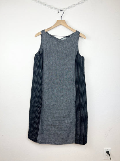 LINEN STRIPED GINGHAM DRESS