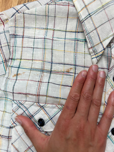 1970/80s JCPENNY RAINBOW PLAID BUTTON UP
