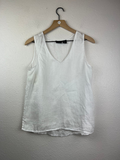 Tahari White Linen Top
