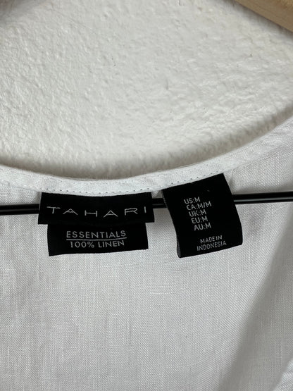 Tahari White Linen Top