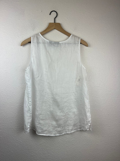 Tahari White Linen Top