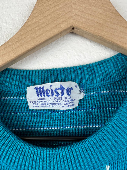 Vintage Meister Blue Hearts Sweater