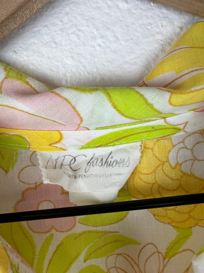70s Floral Button Front Shift Dress