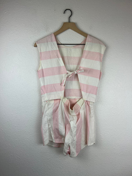 Vintage Pink and White Romper