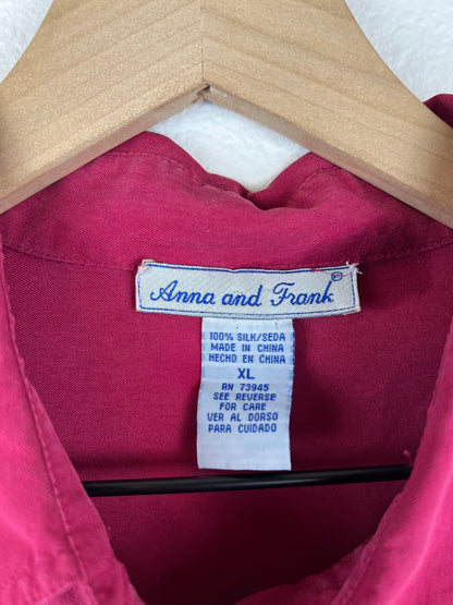 Vintage Silky Dark Pink Button Up Top