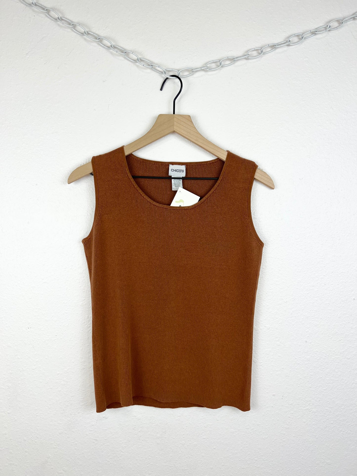 CHICO'S SILK BLEND RIBBED TANK