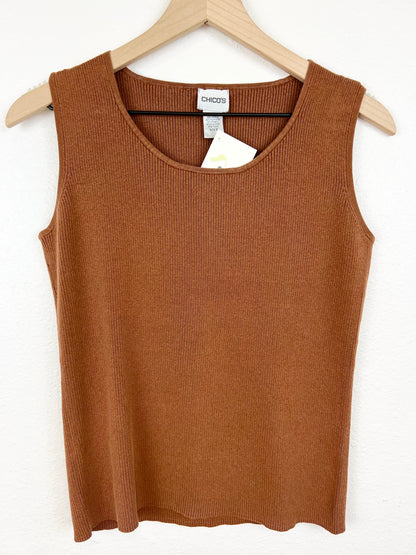 CHICO'S SILK BLEND RIBBED TANK