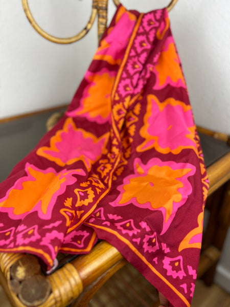 Pink and Yellow Floral Scarf