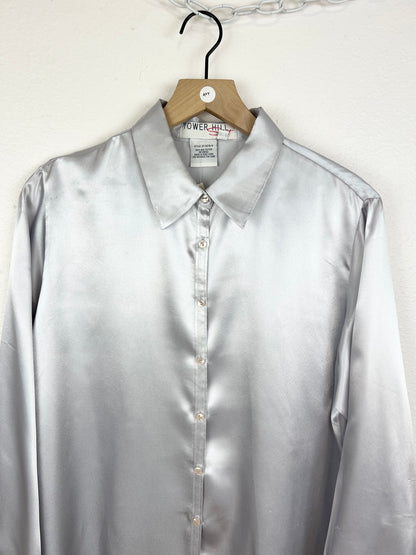 VINTAGE LONG SLEEVE SILVER BUTTON DOWN