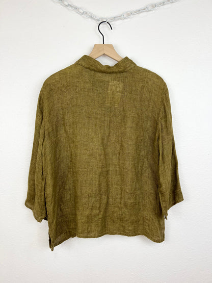 3/4 SLEEVE LINEN TOP