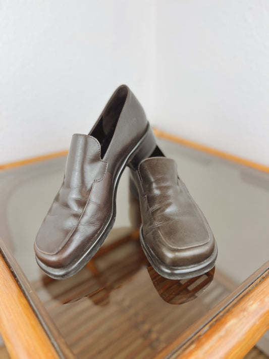 Franco Sarto Brown Leather Loafers