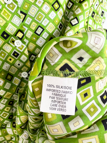 DEADSTOCK ANNE KLEIN SILK GEOMETRIC BLOUSE