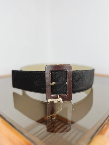 Calvin Klein Black Fur Waist Belt