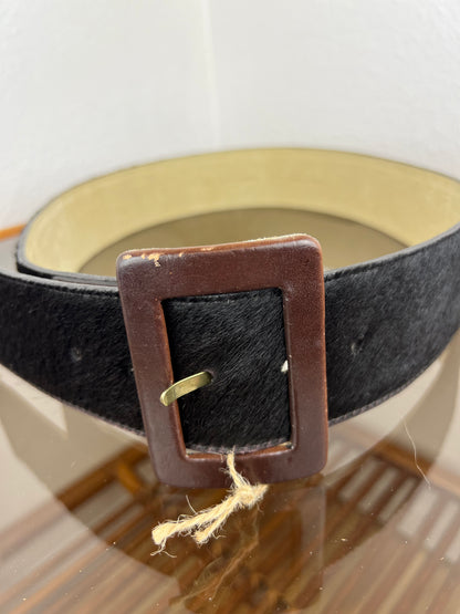 Calvin Klein Black Fur Waist Belt