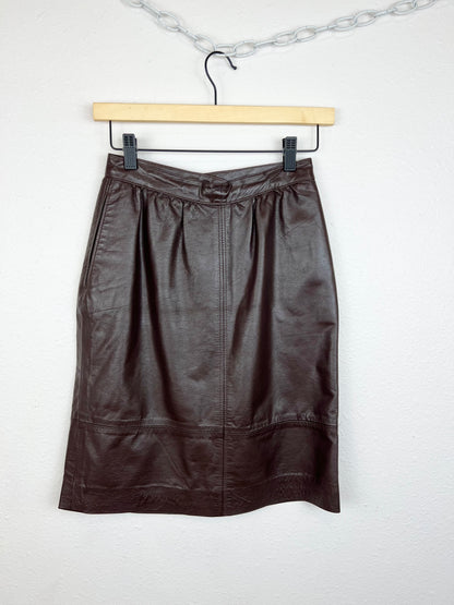 VINTAGE BROWN LEATHER SKIRT