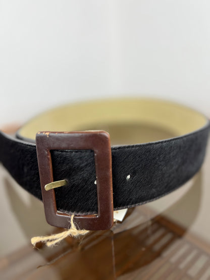 Calvin Klein Black Fur Waist Belt