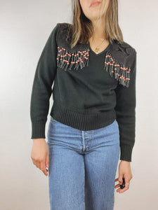 Beaded Fringe Sweater Top