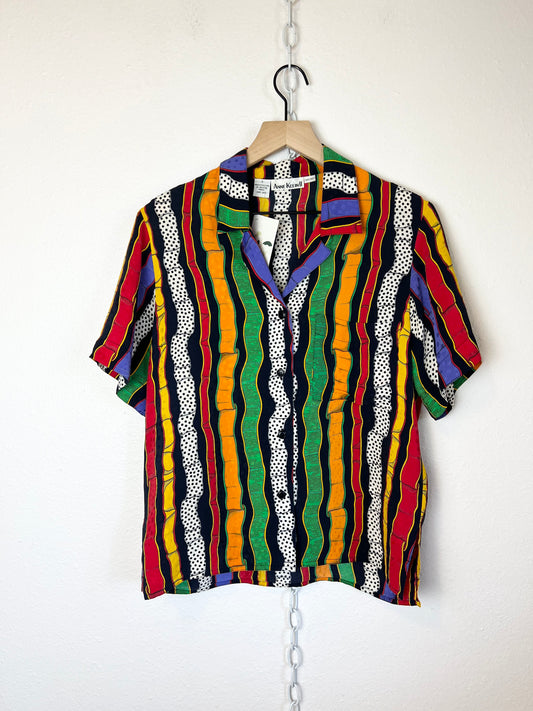 SILK VINTAGE COLORFUL SHORT SLEEVE TOP