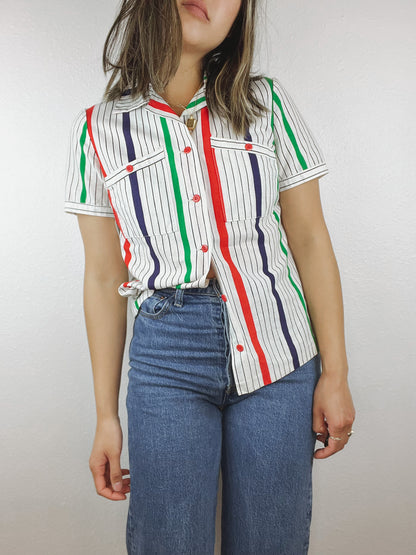 Vintage Striped Button Up