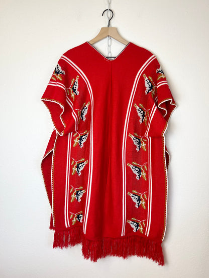 VINTAGE BIRD PONCHO SWEATER