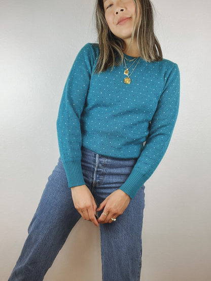 Vintage Meister Blue Hearts Sweater