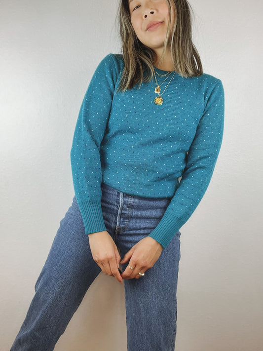 Vintage Meister Blue Hearts Sweater